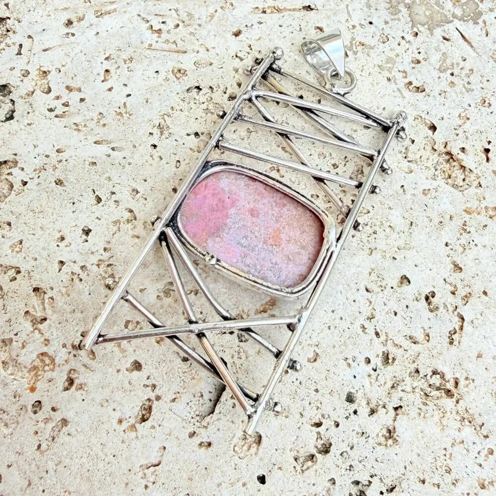 Cobalt Calcite 925 Silver Plated Artisan Pendant